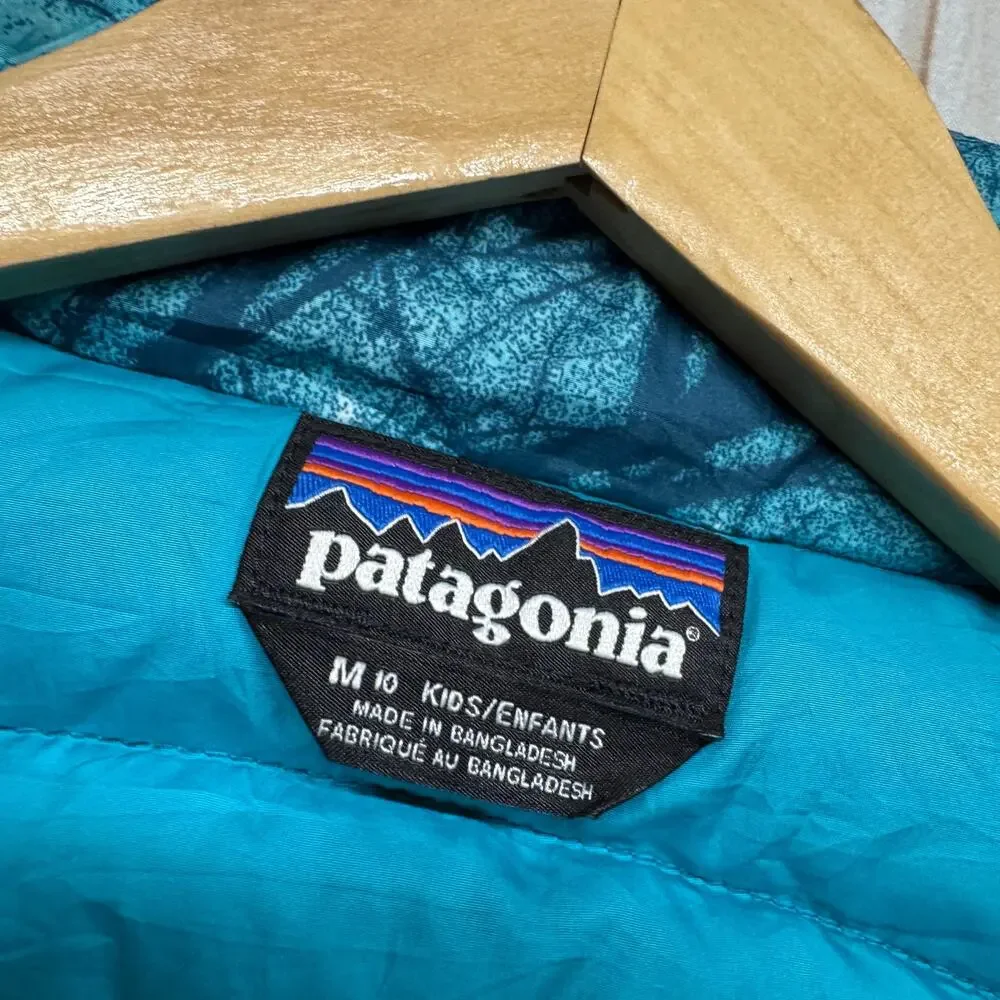 Patagonia Girls Duck Down 600 Fill Sweater Puffer Jacket Size M 10 Teal Tree - Picture 9 of 10